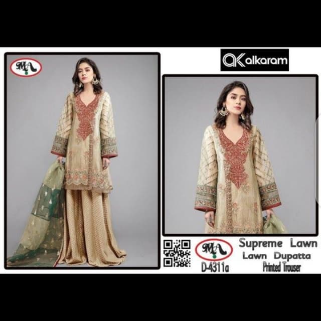 Collection lawn printed shirt Chiffon dupatta Fabric and color 100 % guaran