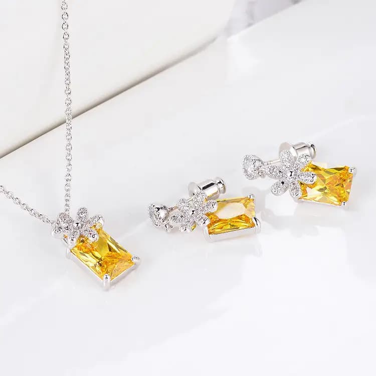 real gold plated copper micro set earrings necklace suit