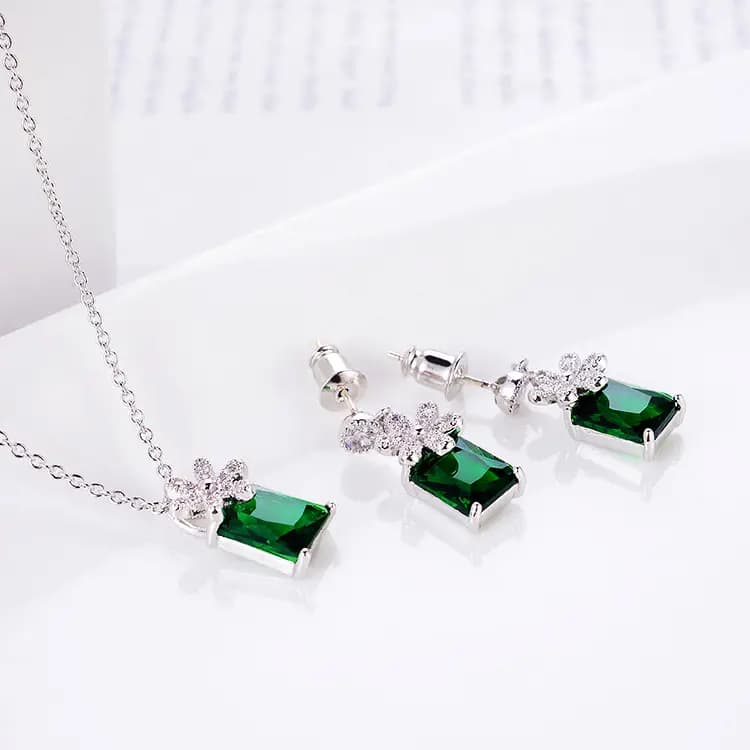 real gold plated copper micro set earrings necklace suit