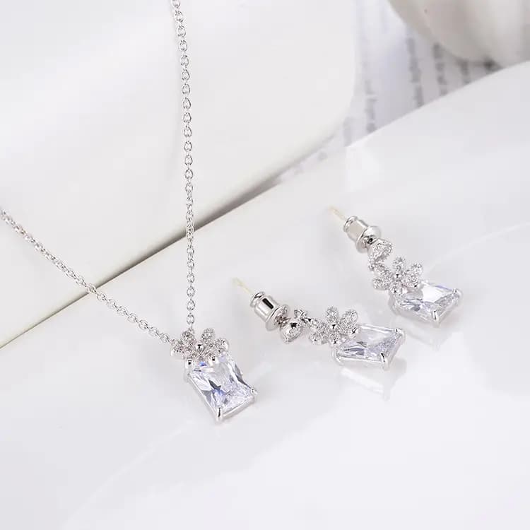 real gold plated copper micro set earrings necklace suit