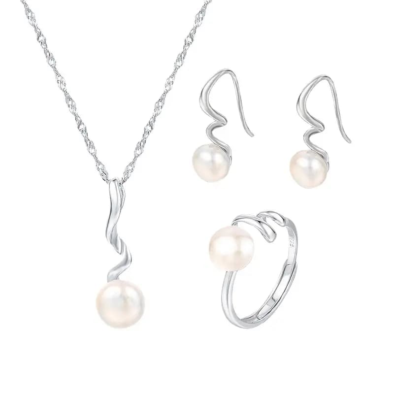 Cross-Border  Sterling Silver Pearl Set for Women, Niche Design