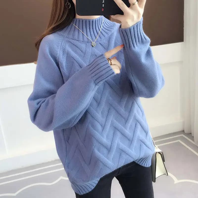 Lazy Style Autumn and Winter Knitwear Women's Loose Student Bottoming Shirt