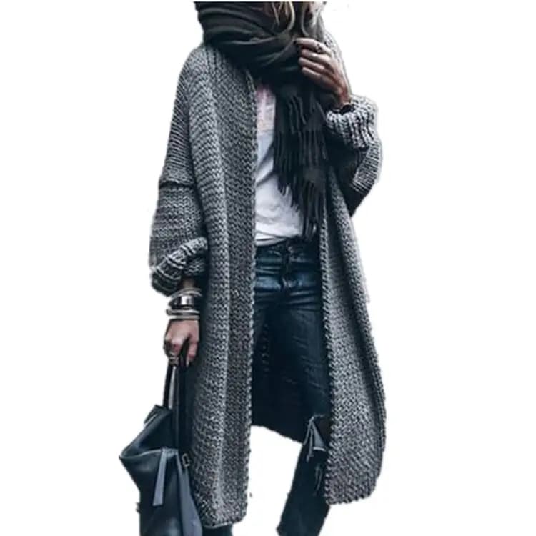Autumn and Winter New Amazon New Long-Sleeved Knitted Cardigan Casual Loose Woolen Sweater Knitted Sweater Jacket