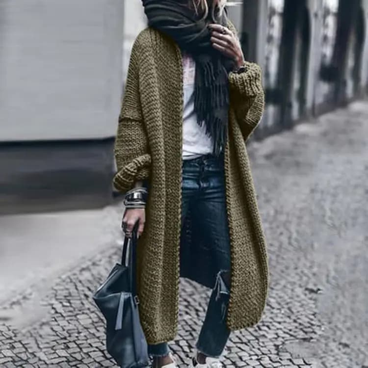 Autumn and Winter New Amazon New Long-Sleeved Knitted Cardigan Casual Loose Woolen Sweater Knitted Sweater Jacket
