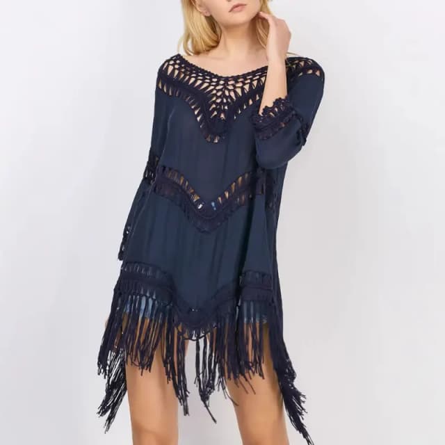 Pure Color Cut Out Sun Protection Bikini Cover