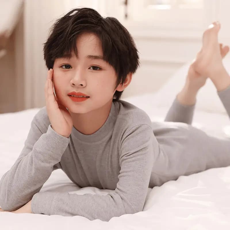 Children's Wool Silk Thermal Underwear for Big Boys and Girls Pajamas Pajamas Pants Home Clothes Thickened Baby Bottoming Autumn