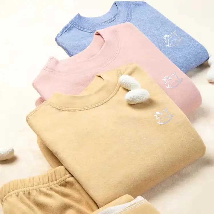 Children's Wool Silk Thermal Underwear for Big Boys and Girls Pajamas Pajamas Pants Home Clothes Thickened Baby Bottoming Autumn
