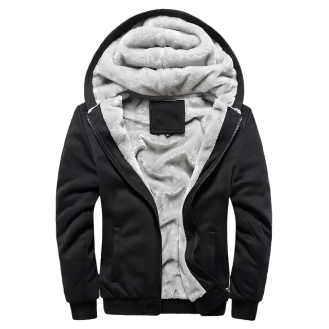 Fleece-lined sweater men's cardigan hooded casual fleece-lined large size zipper solid color fat winter coat cross-border exclusive